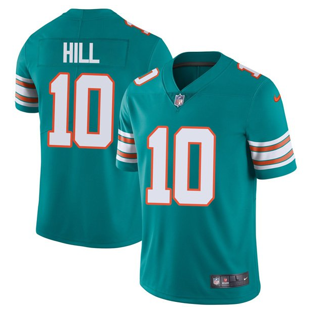 Men's Aqua Color Miami Dolphins #10 Tyreek Hill  Rush Limited Stitched Football Jersey